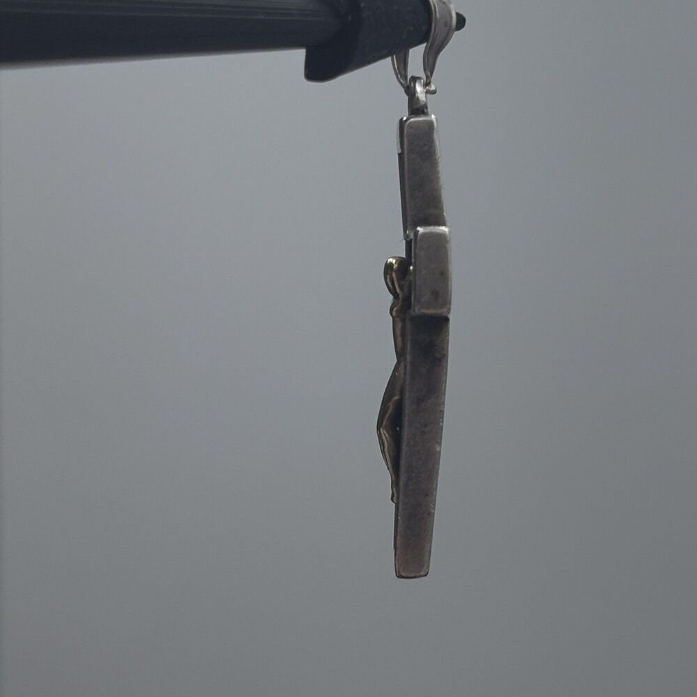Vintage Michael Anthony Sterling Silver 14K Gold Crucifix Cross Pendant 7.3g - Picture 9 of 13